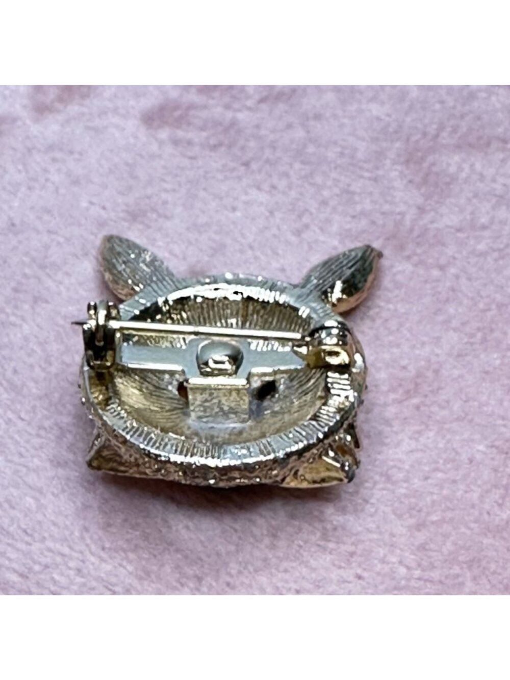 Vintage Aurora Borealis Crystal Rabbit Brooch Pin Red Rhinestone Eyes Gold-Tone - Picture 6 of 16